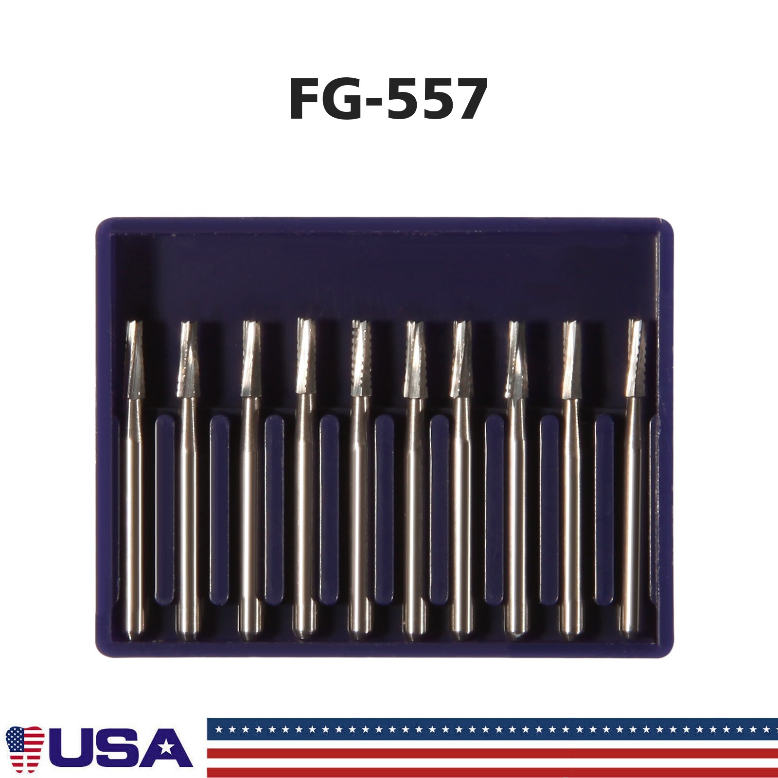 10PCS Dental Tungsten Carbide Steel Burs FG-557 for High Speed Handpiece