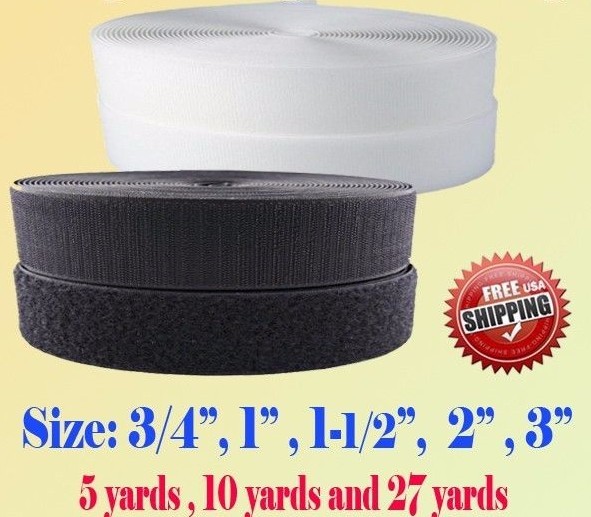 Black/White Sew on Hook and Loop Strap 3/4" 1" 1.5" 2" 3" 4" 5" 6" 7 Fastener