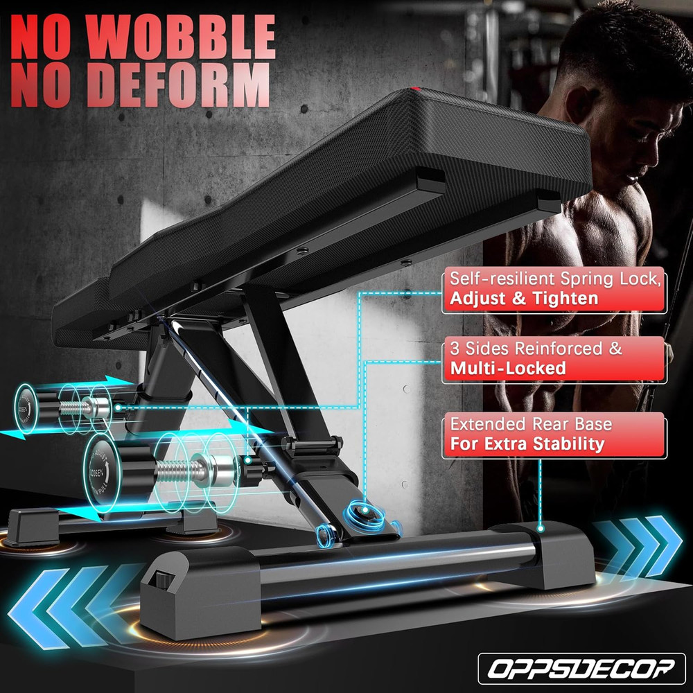 900LBS Foldable Weight Bench Adjustable Incline Decline Flat Workout Bench Press
