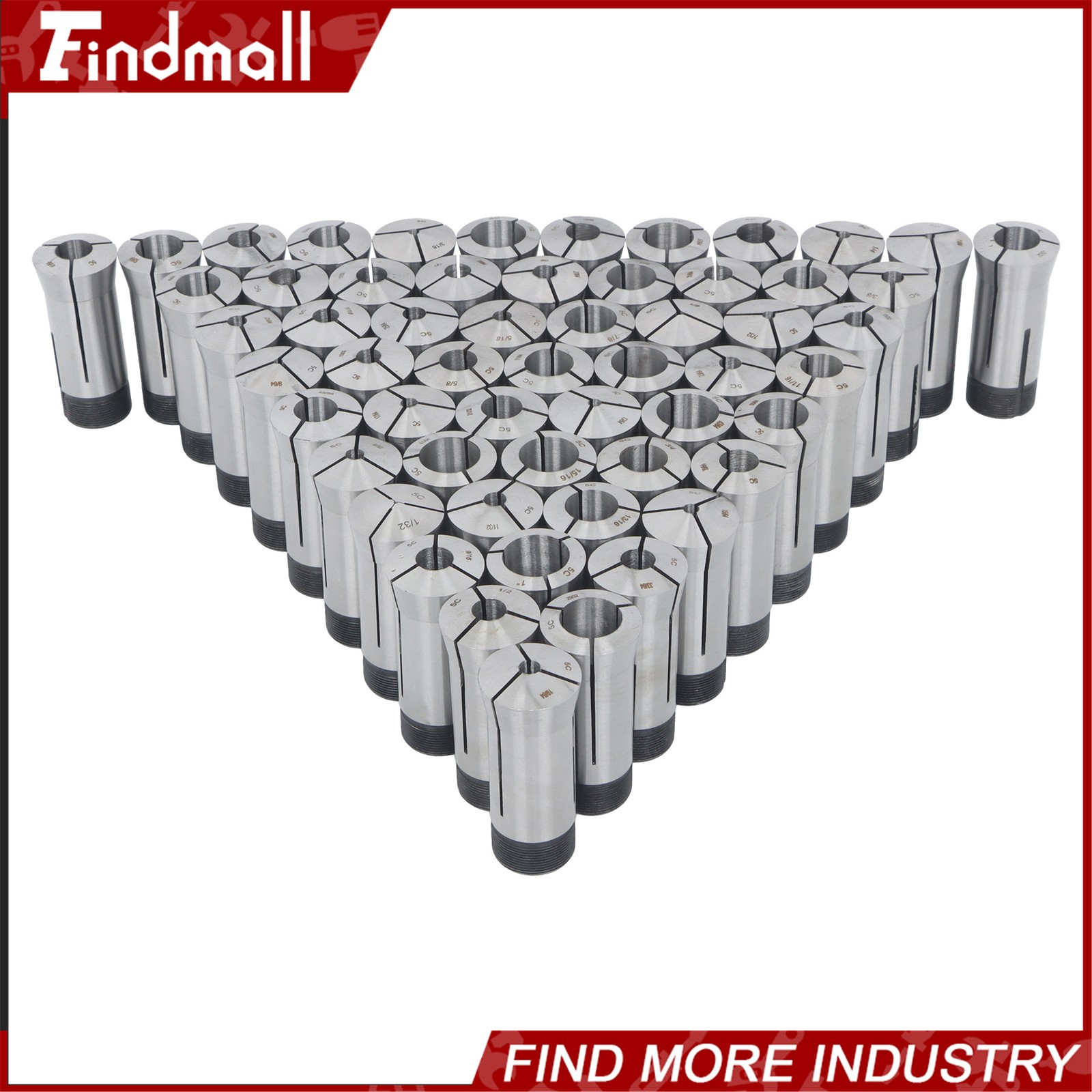 Findmall 57 Pack 5C Collet Set Fractional 1/8" to 1" High Precision Lathe