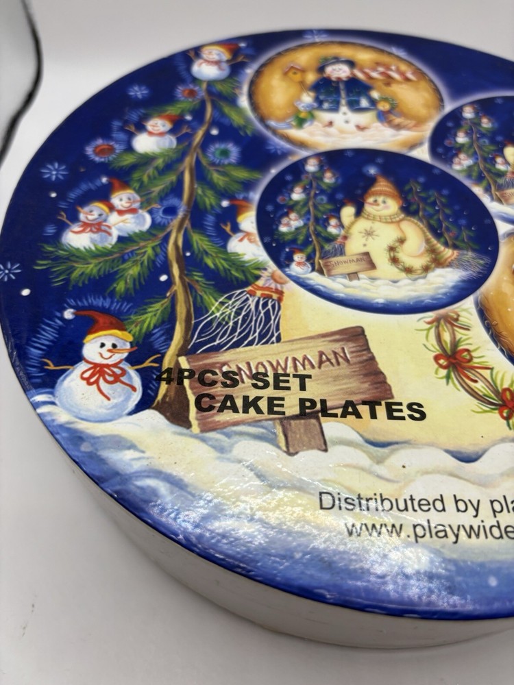 Snowman 4 pcs Set Cake Plates 8"