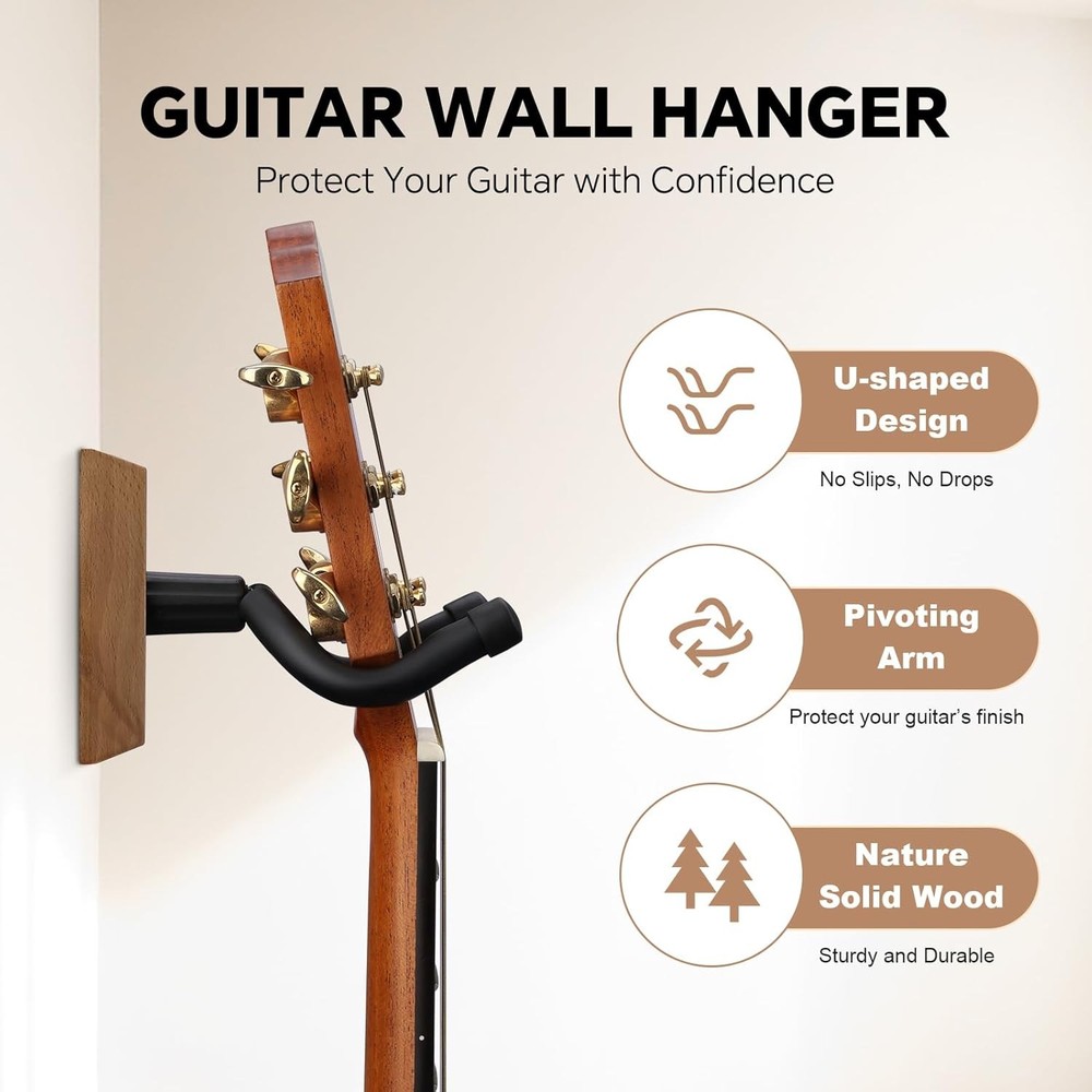 Bandpop Guitar Wall Mount 2 Pack - Black Walnut 2 Pack, 2 pack