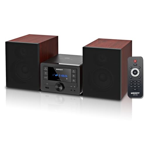 Bluetooth Stereo System 40W for Home, CD Player with Wireless Streaming, Black