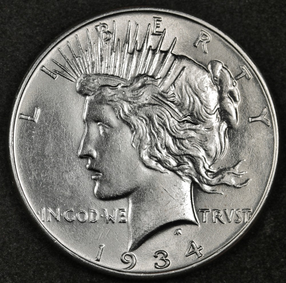 1934 Peace Silver Dollar.  BU.  Inventory I.   183058