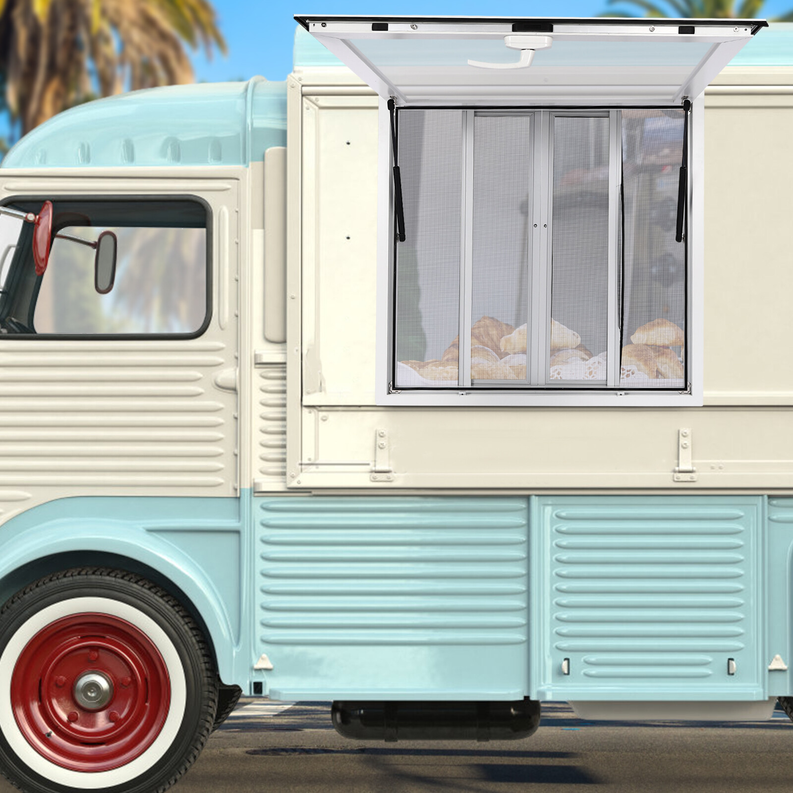 36"L x 36"W Concession Stand Serving Window Food Truck Service Awning w/ Hooks