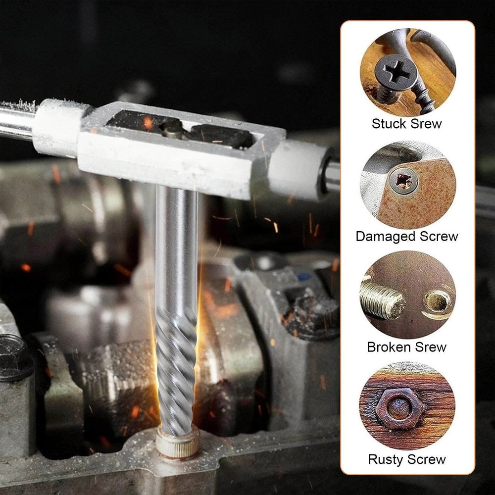 Screw Extractor Kit with CR-MO Extractor Tools & Reverse Bits for Industrial Use
