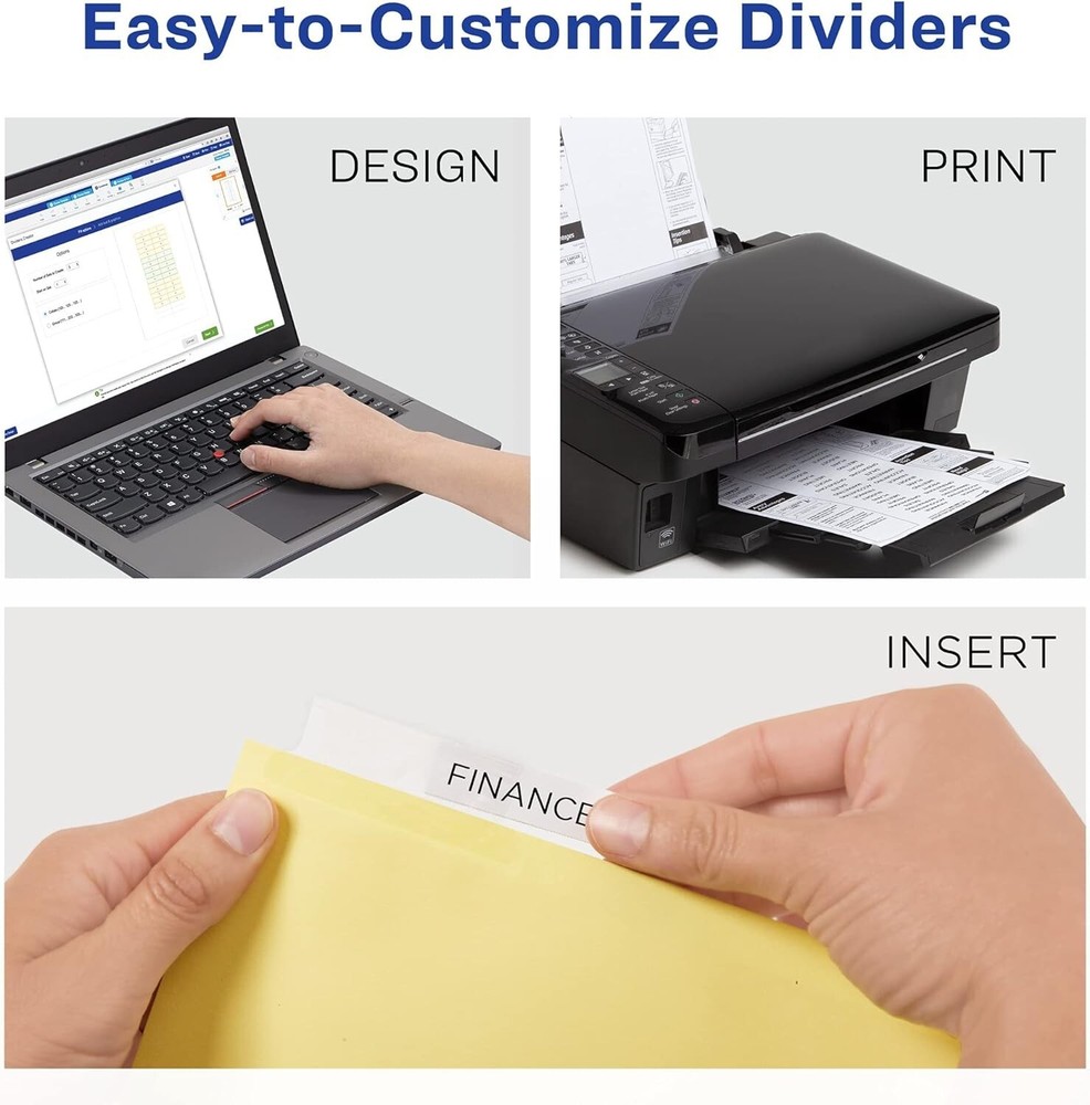 Avery Big Tab Insertable Dividers 5-Tab Set Buff Paper Clear Tabs 1 Binder Divid