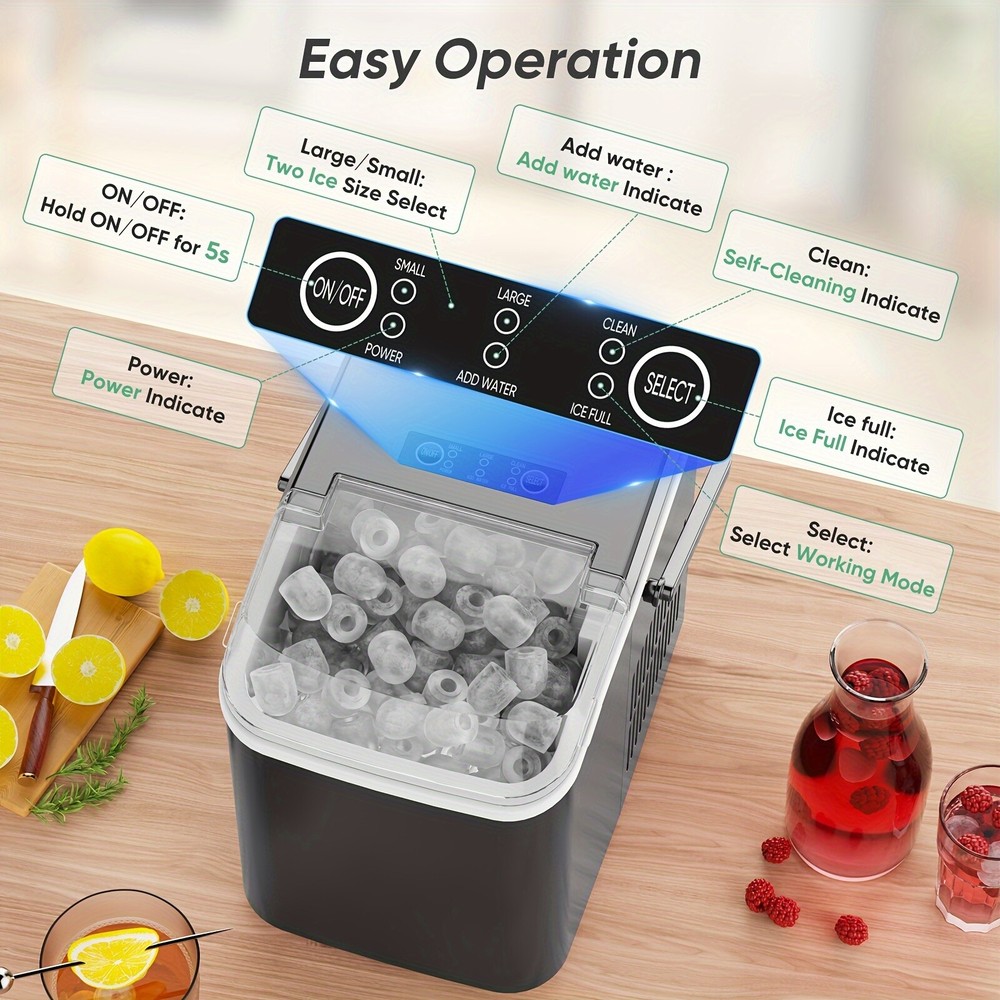 Home Ice Maker Fast, 2 Sizes Bullet - shaped, Self - cleaning for Various Scenes