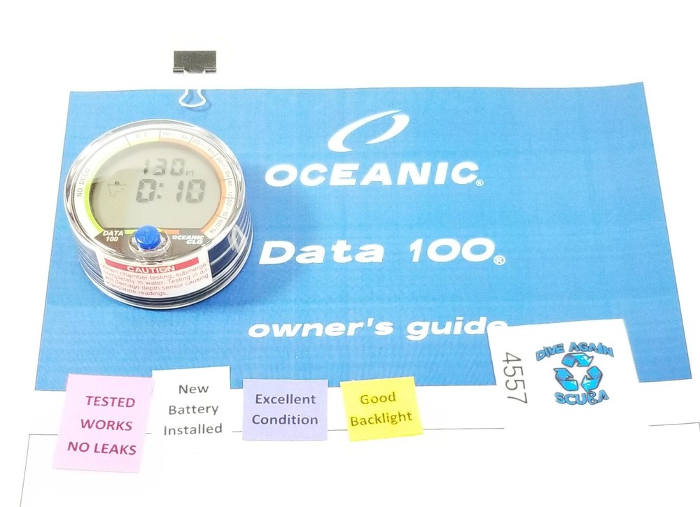 Oceanic Data 100 Puck Scuba Dive Computer + Manual  EXCELLENT!!            #4557