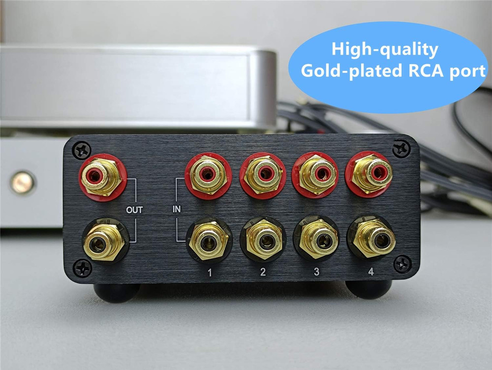 RCA Switch Stereo 4 in 1 Out Audio Signal Source Switcher HiFi Input Selector Sp
