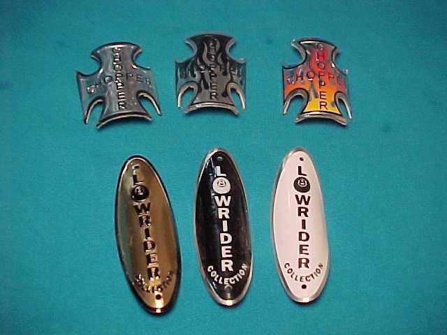 6 Lowrider Bicycle Head Badge Nameplate Emblems