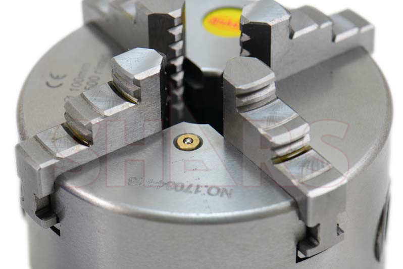 4" 4 Jaw Self Centering Lathe Chuck with 2 Set Jaws + .003" TIR Certificate #[