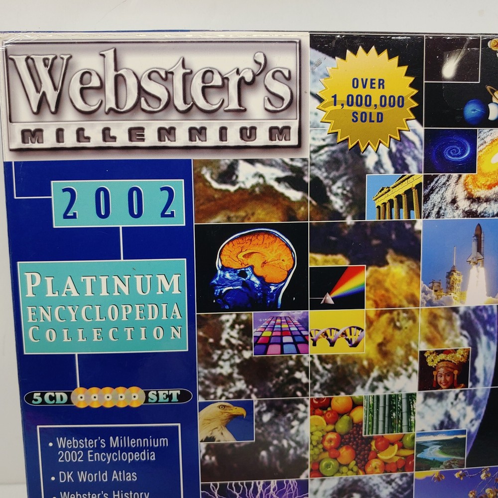 Vintage Webster's Millennium 2002 Encyclopedia Platinum PC Software 5 CD Set
