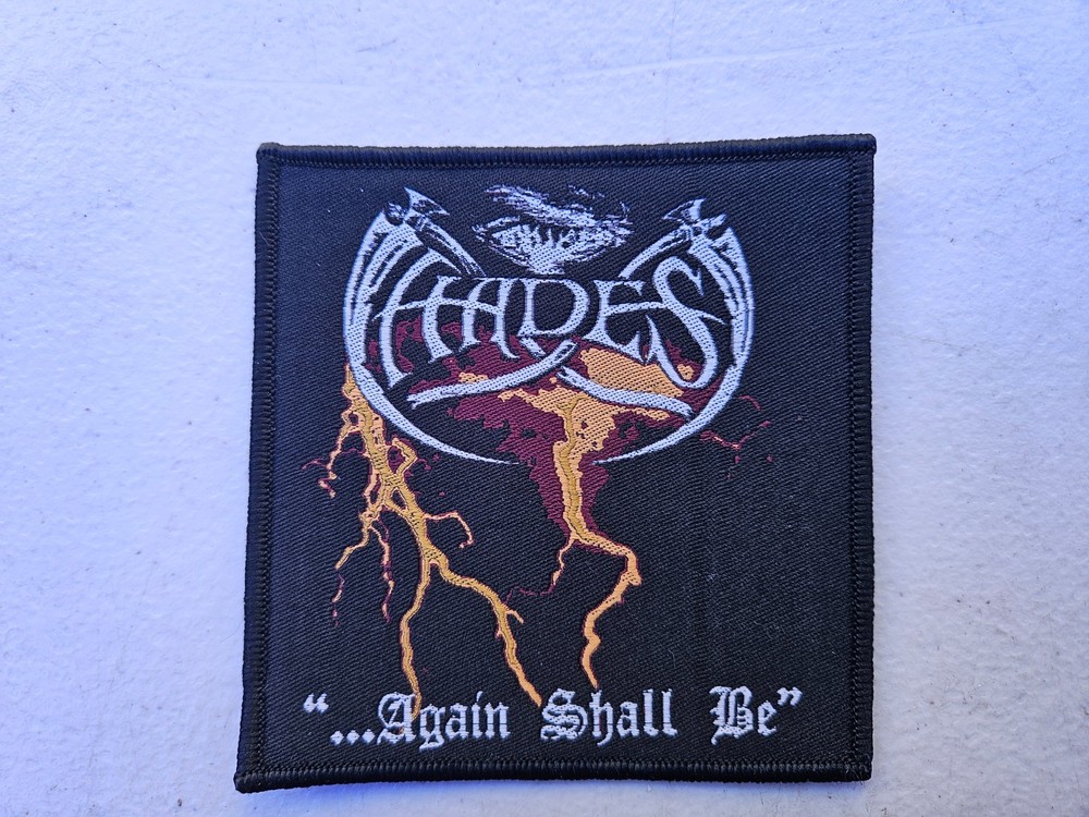 HADES... AGAIN SHALL BE, SEW ON BLACK  BORDER WOVEN PATCH