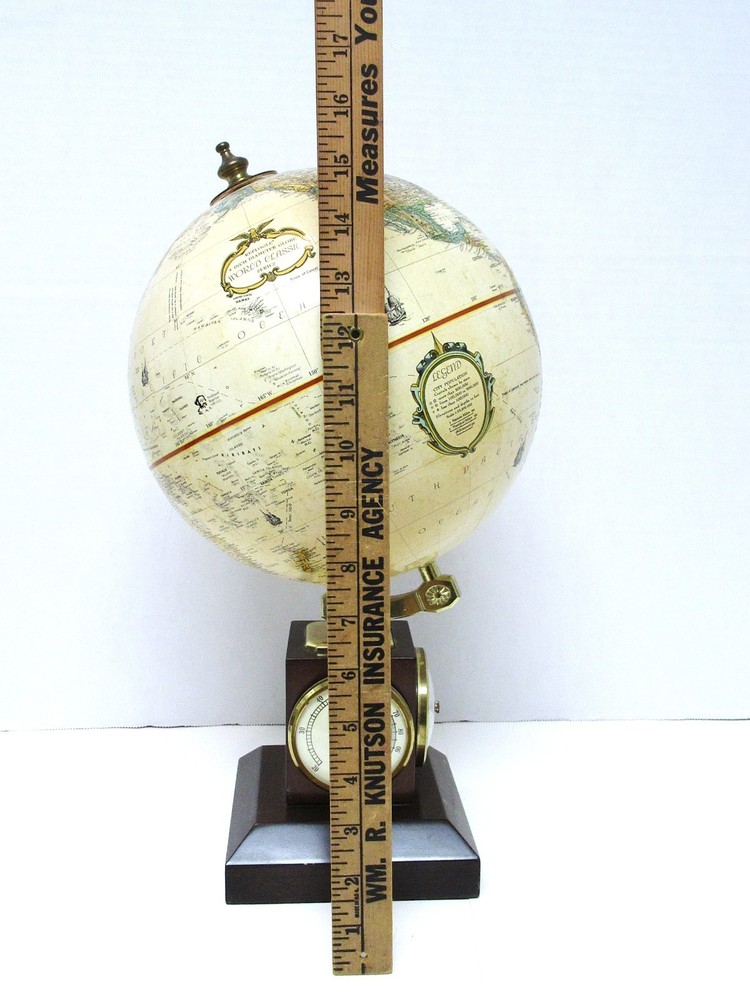 REPLOGLE GLOBES INC 9 INCH GLOBE WITH BAROMETER, TEMPERATURE, HYGROMETER VG