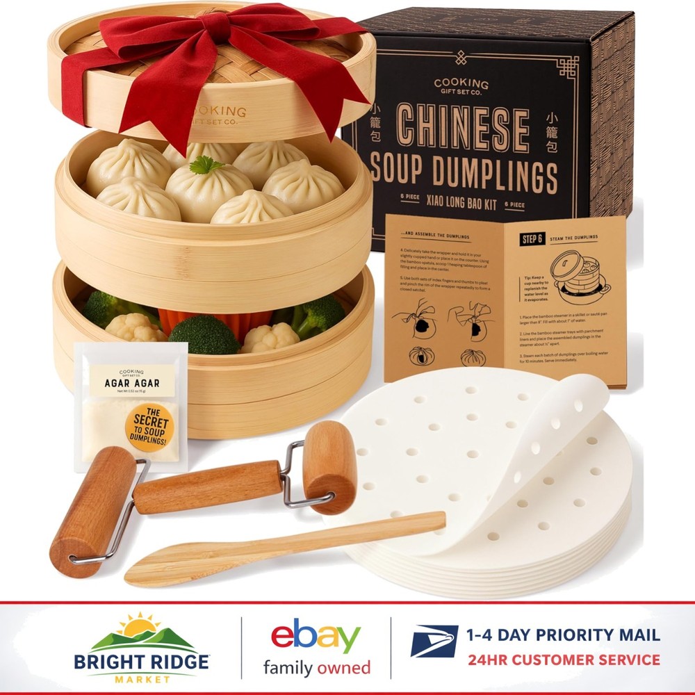 Authentic Soup Dumpling Steamer Set with Step-by-Step Instructions & Accessories