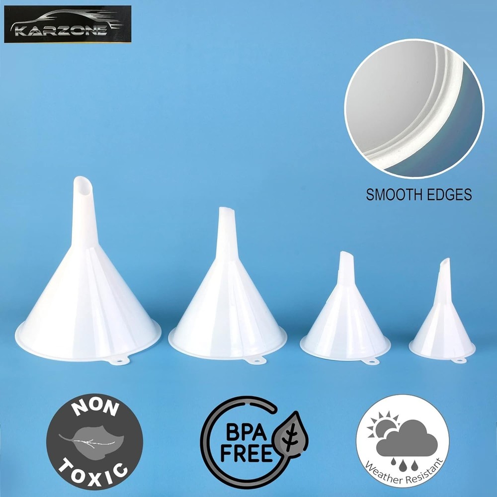 Durable Multi-Purpose Plastic Funnels - Ideal for Automotive or Kitchen Projects