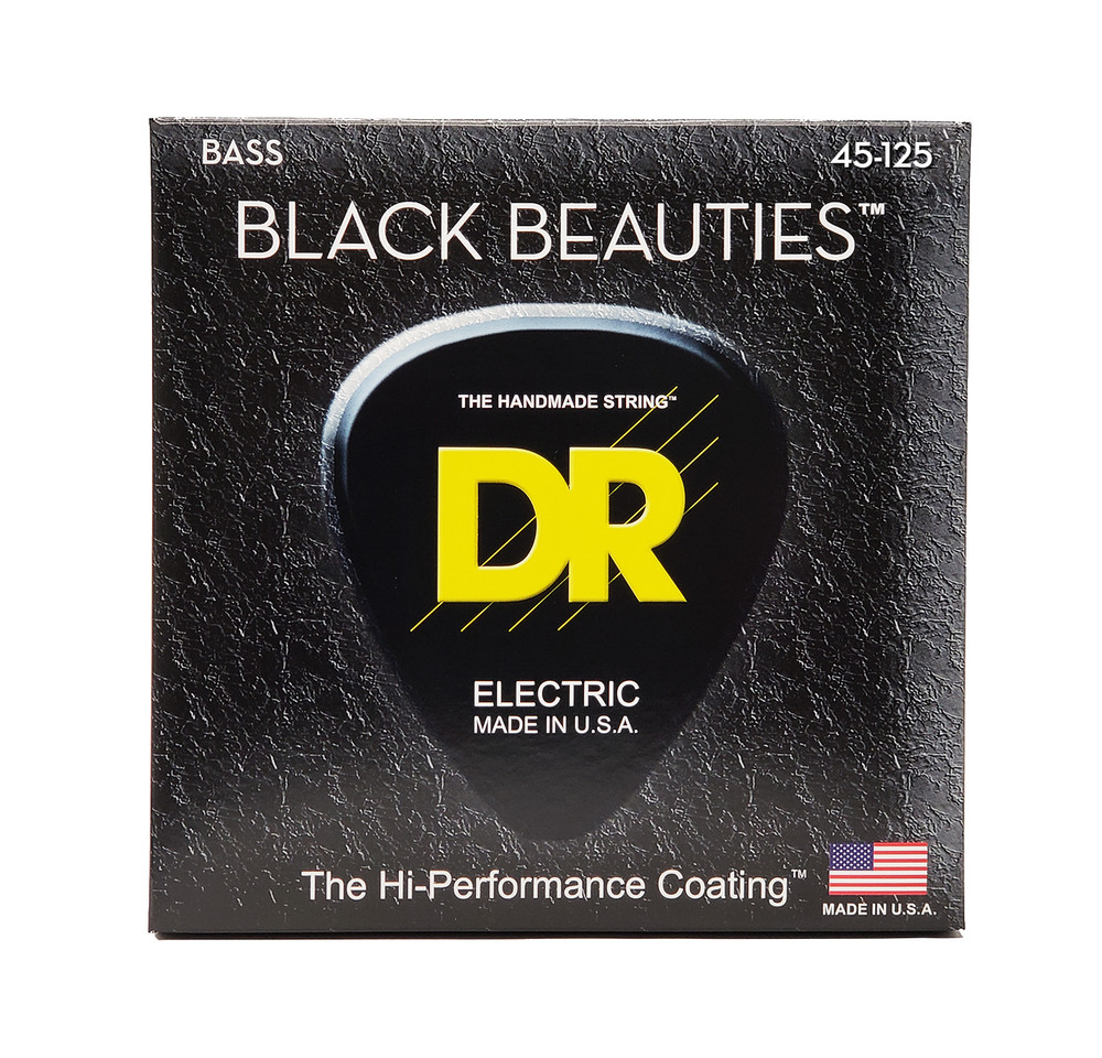 DR Strings BLACK BEAUTIES - BLACK Colored Bass Strings: 5-String Medium 45-125