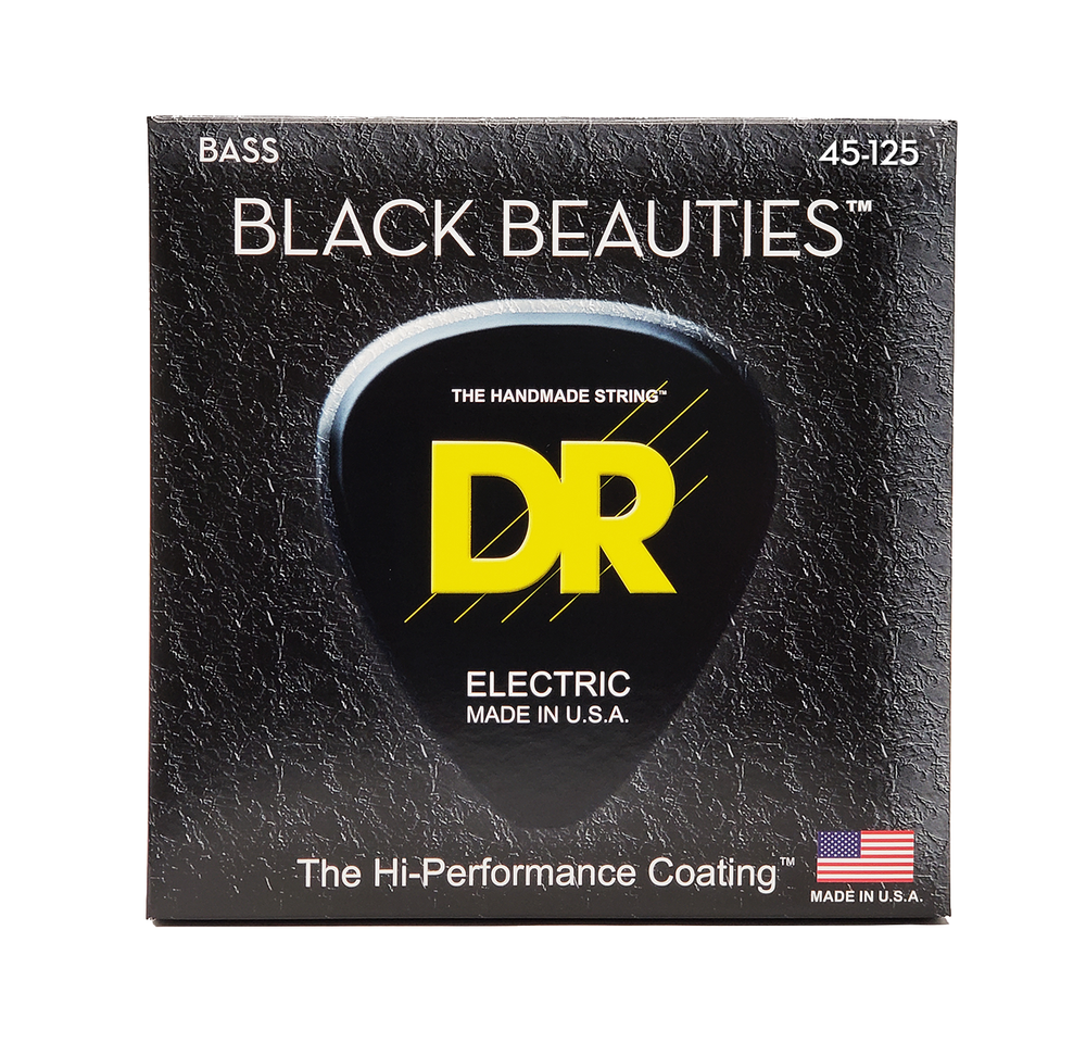 DR Strings BLACK BEAUTIES - BLACK Colored Bass Strings: 5-String Medium 45-125