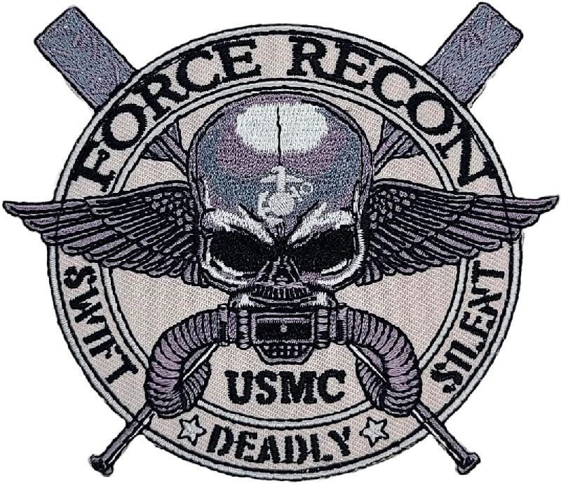 FORCE RECON MILITARY MARINES SWIFT DEADLY SILENT PATCH - 2PC HOOK BACKING 3.5"