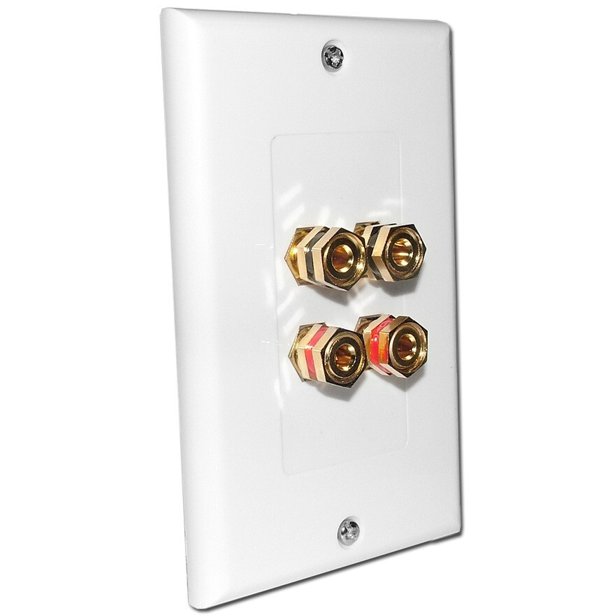 Choice Select Decorative Single Gang Wall Plate with 4 Binding Posts (White)