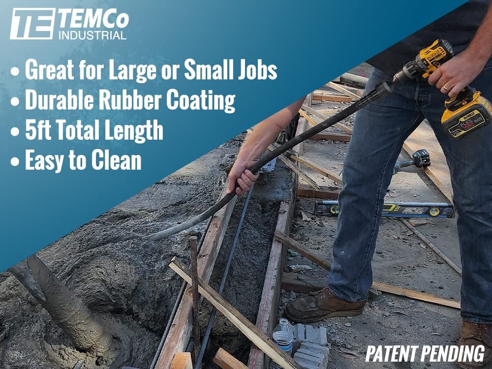 TEMCo Cordless Concrete Vibrating Tool, Drill-powered Vibrator