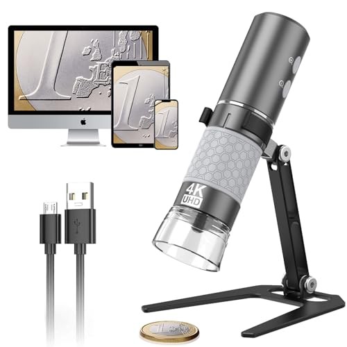 4K HD Wi-Fi Wireless Digital Microscope Camera Magnifier, Compatible for Black