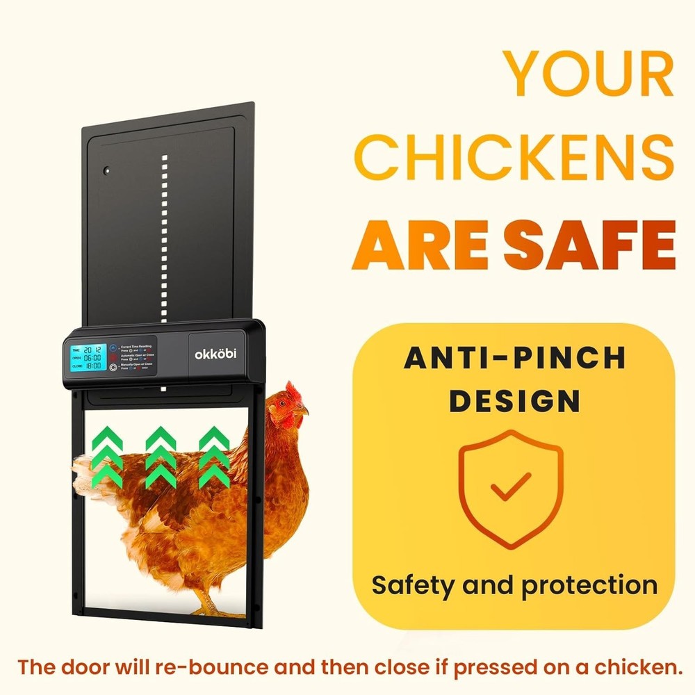 Extra Large Automatic Chicken Coop Door Solar Powered, Aluminum Auto