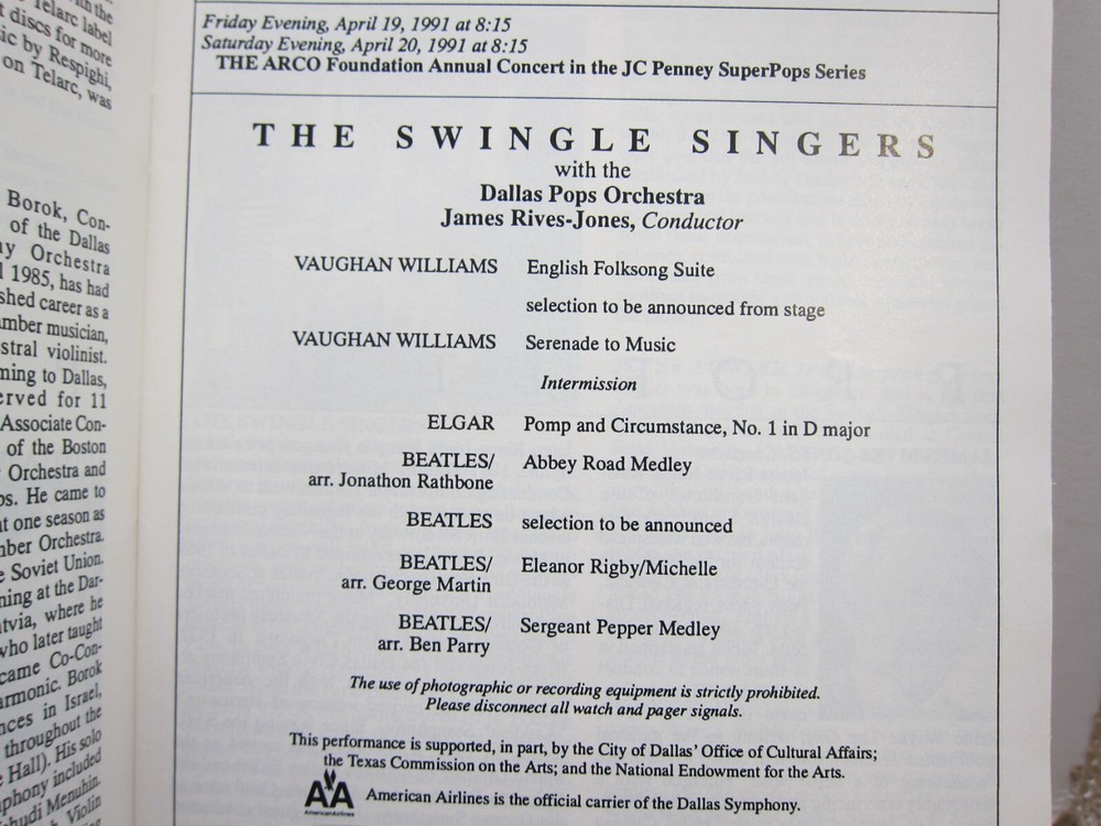 Dallas Symphony Program - April 1991