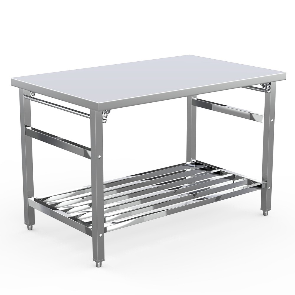 Stainless Steel Prep Table 48" x 30" Folding Work Table w/ Adjustable Undershelf