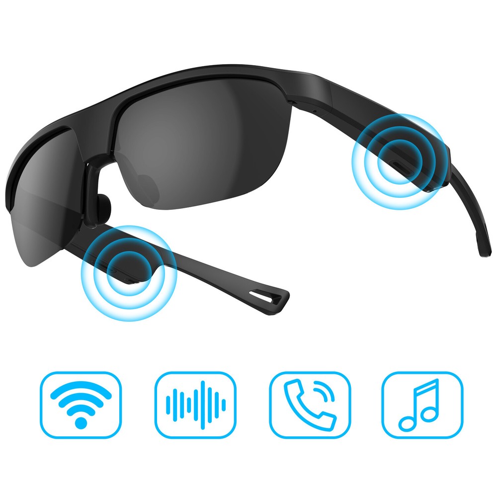 Smart Polarized Bluetooth Sunglasses, Built-in Mic & Speakers, Voice Assistant