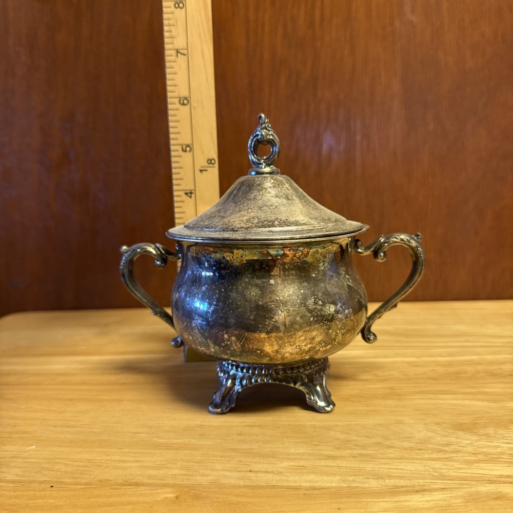 Vintage Silver Plated Sugar Bowl With Lid