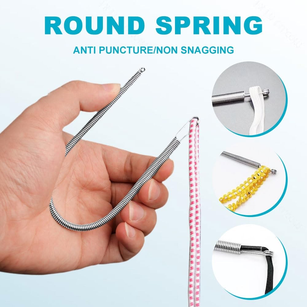 Spring Drawstring Needle Threader, DIY Rope Threaders Clip Puller Replacement