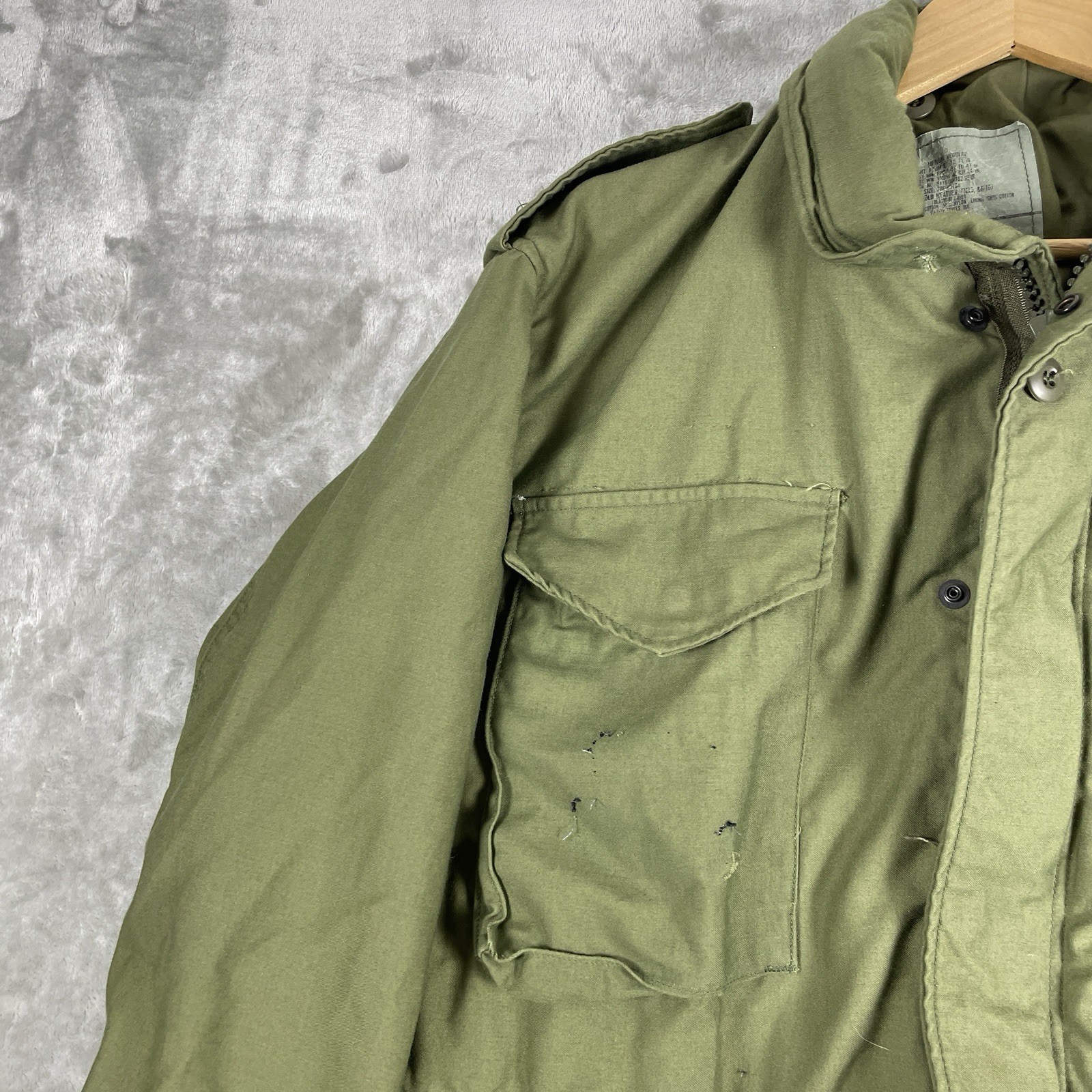 VTG 80s Coat Cold Weather Field OG107 US Military Issue Jacket Mens Medium