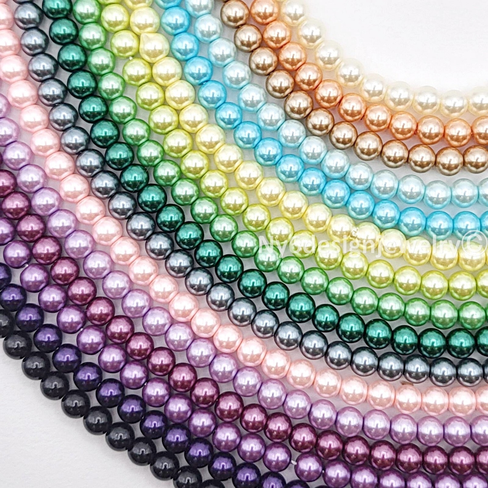 High Quality Glass Pearl Round Spacer Loose Beads 3mm 4mm 6mm 8mm 10mm 12mm 15"
