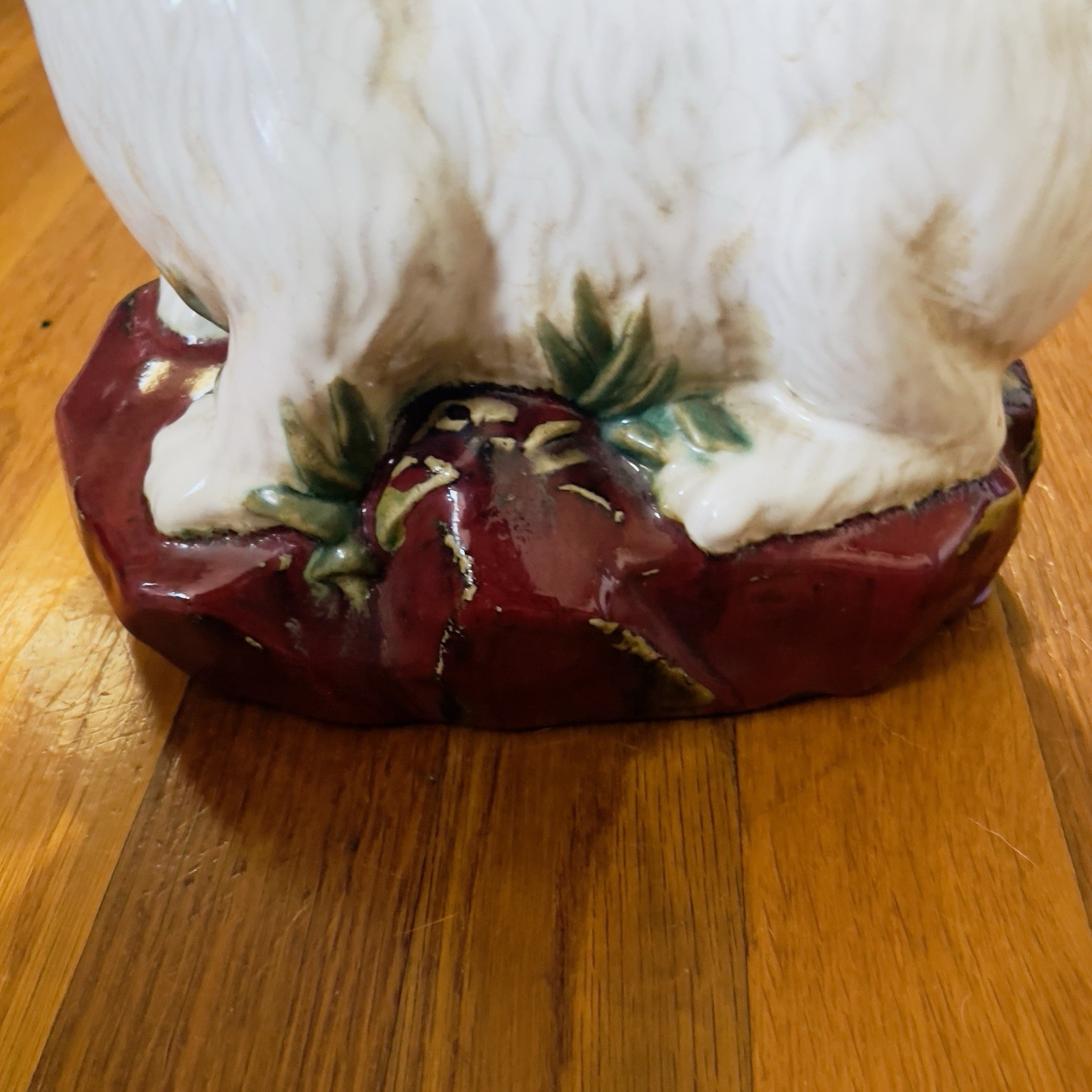 Majolica Rabbit & Baby Bunny vintage Japanese 10" tall 9" long 8" wide