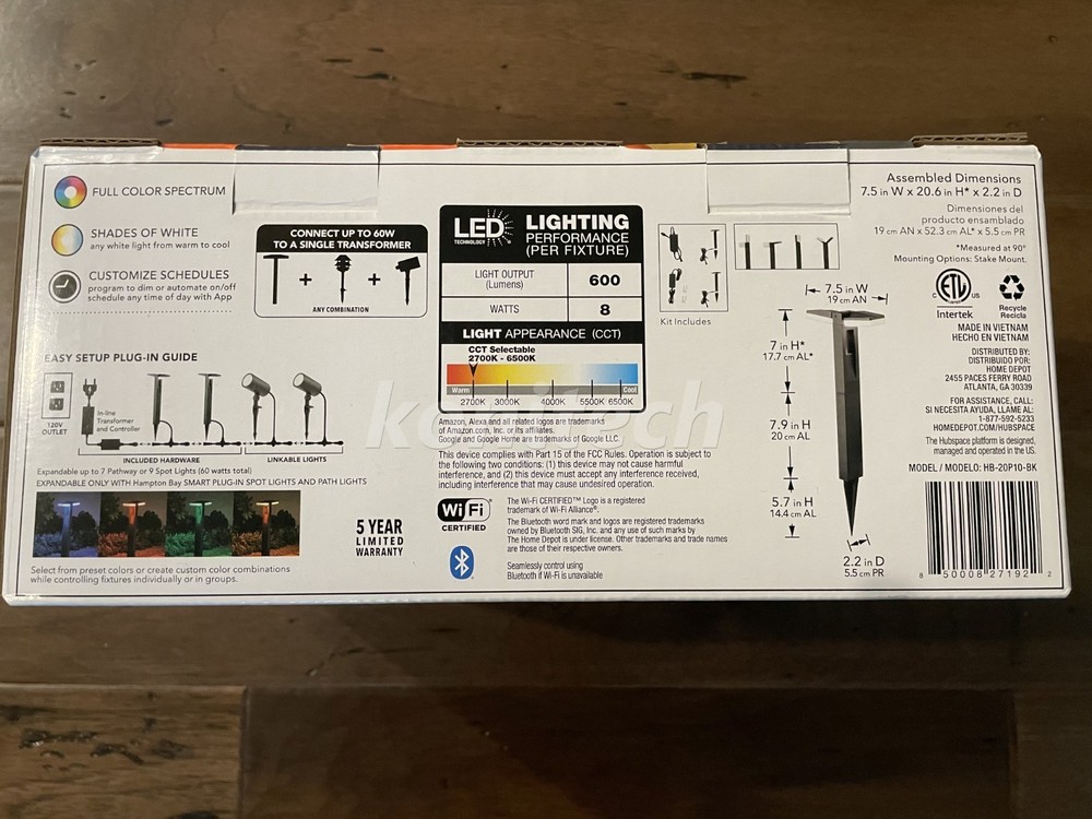 Hampton Bay Smart Color Changing Pathway Light Kit Controller Transformer
