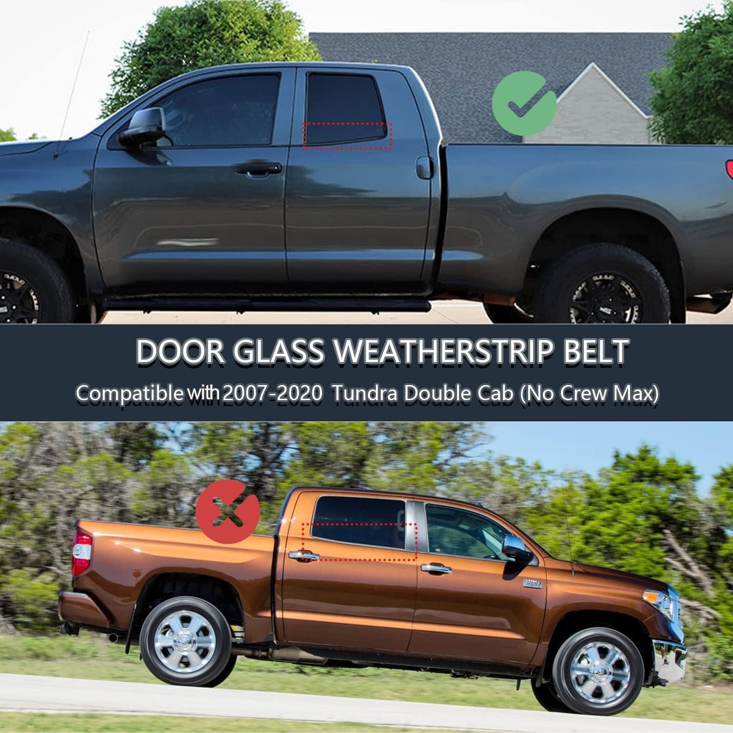 Weatherstrip Window Molding Trim Seal Compatible with 2007-2020 Tundra Double...
