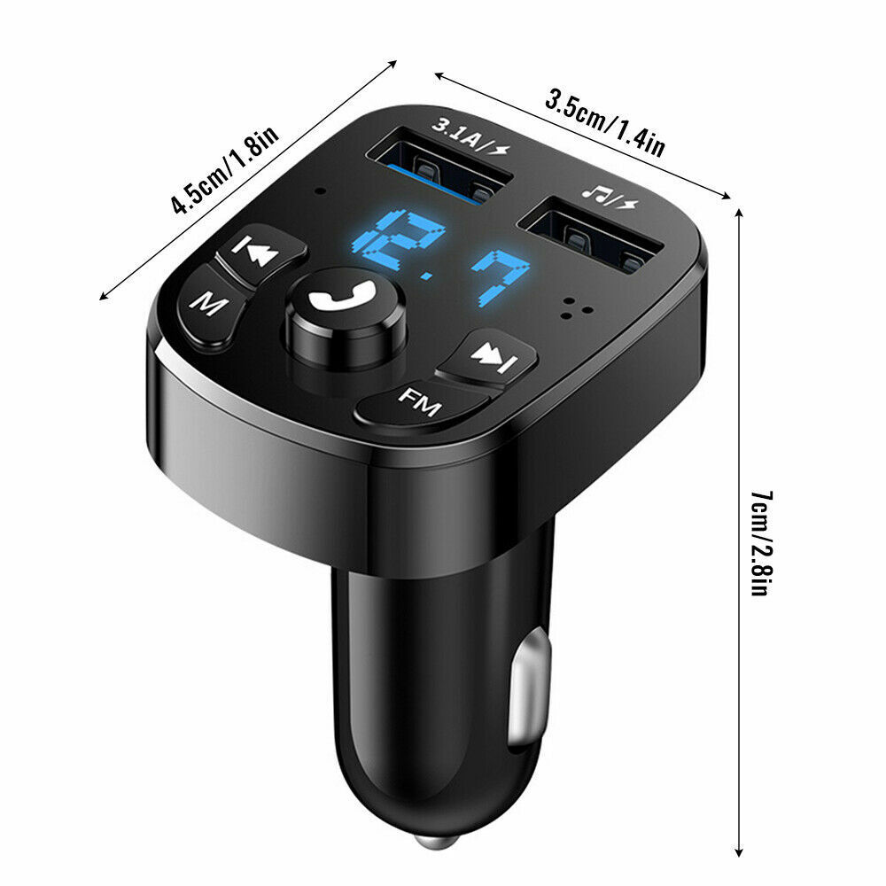 Bluetooth 5.0 Car Wireless FM Transmitter Adapter 2USB PD Charger Hands-Free Lot