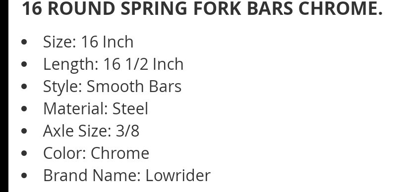 NEW CHROME SPRINGER FORK BARS FOR 16" BICYCLES REGULAR CHROME STYLE