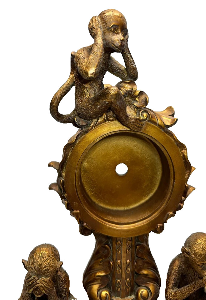 Vintage Three Wise Monkeys Mantel Clock (NO CLOCK) - PREOWNED