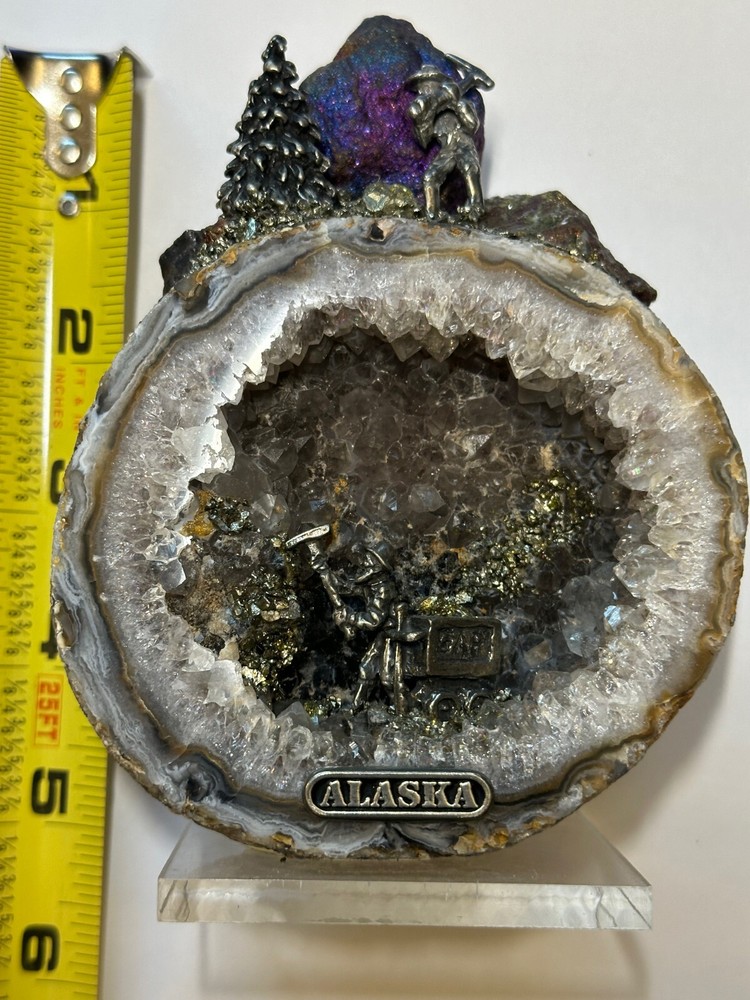 Geode Sculpture ALASKA Gold Mining scene