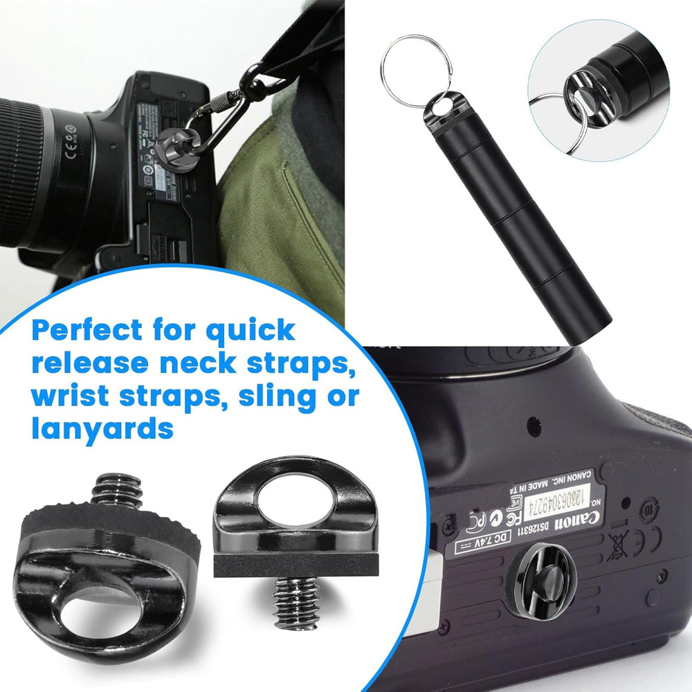 1/4" Camera Neck Strap Screw Holder, SDTC Tech 2 Pack 1/4-20 Thread Camera Screw