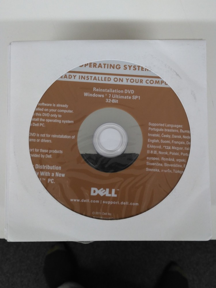 Dell Windows 7 Ultimate 32 Bit Reinstallation SP1 DVD Disc SEALED!