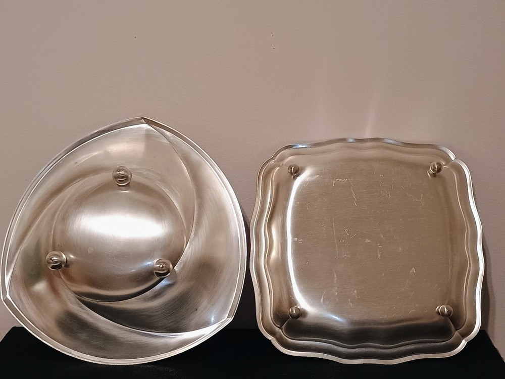 2 WMF-IKORA GERMANY SHINY SILVERPLATED TRAYS 9.5"& 10.5"