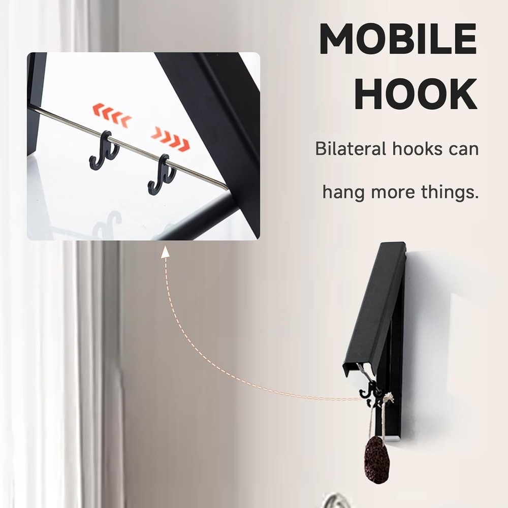Retractable Clothes Drying Rack Wall Mount Foldable Aluminum Laundry Hanger