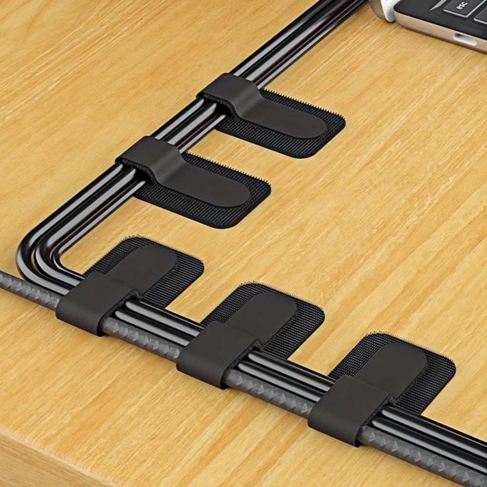 100PCS Hook Loop Cable Straps, Self Adhesive