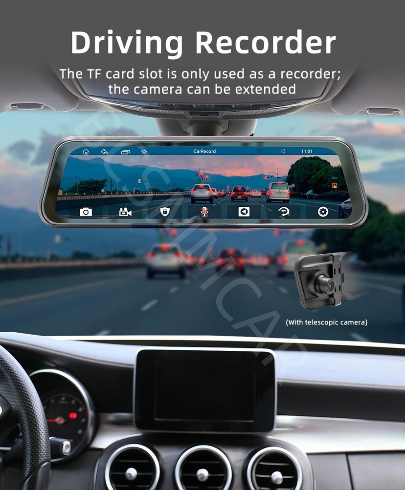 Rear View Mirror Car DVR Camera Recorder Touch Screen For CarPlay Android Auto