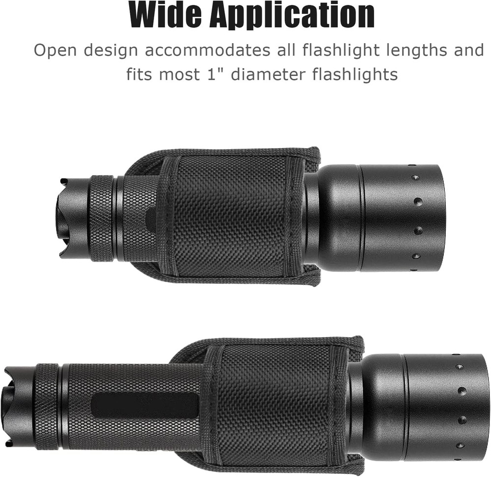 Flashlight Holster for Duty Belt, Open Top D Cell Compact Light Holder Nylon