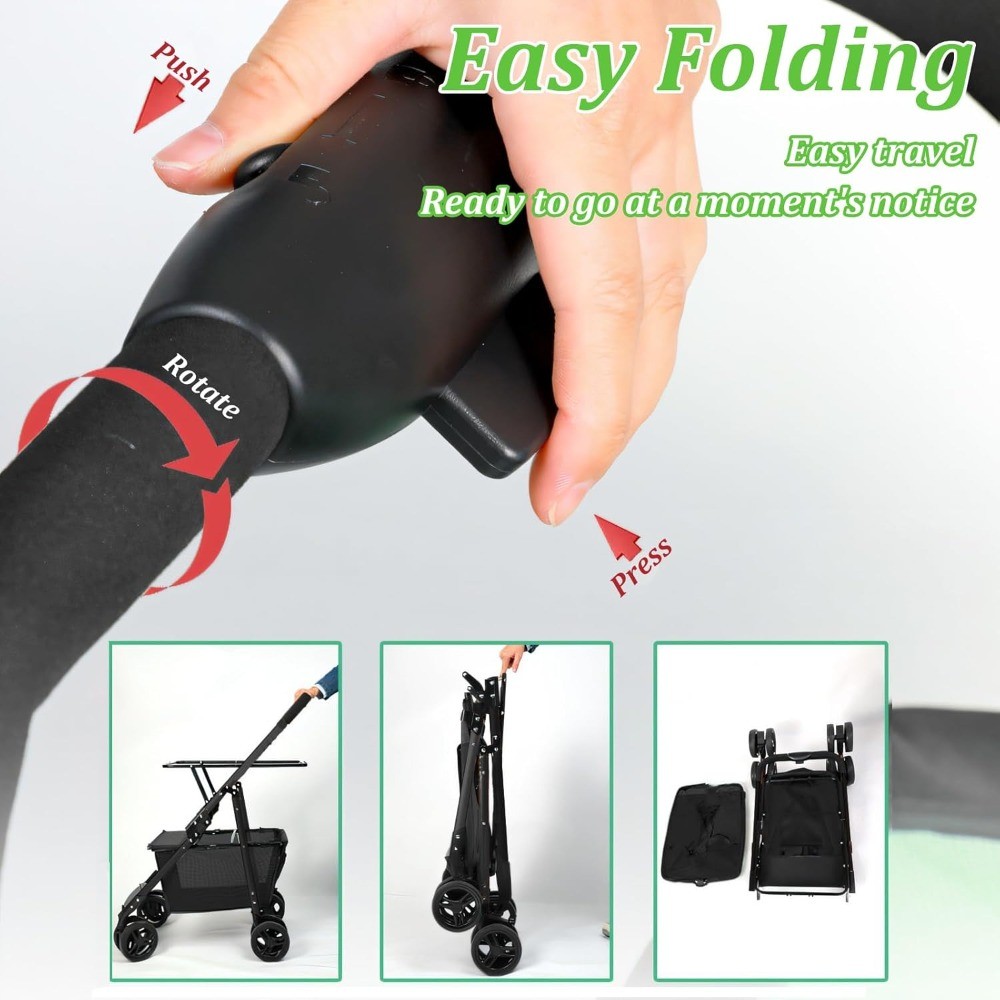 Collapsible Shopping Cart Utility Trolley Cart with Removable Tote Swivel Wheels